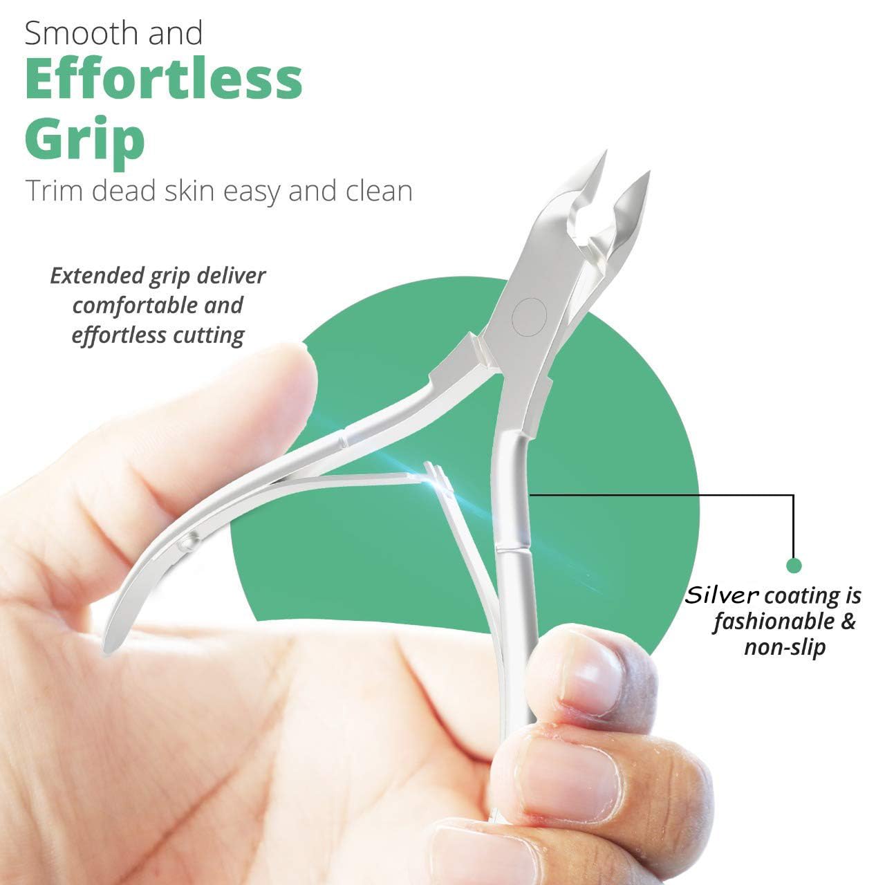 Professional Stainless Steel Cuticle Trimmer – Sharp Blade Cuticle Nipper Cutter for Manicure & Pedicure Nail Care Tool (Double Spring, Silver)
