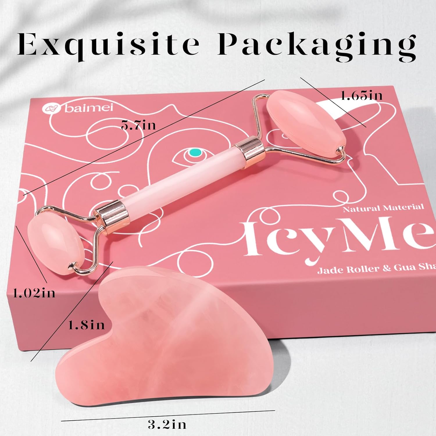 Jade Roller & Gua Sha Set – Facial Massage Roller for Face, Eyes & Neck, Anti-Aging Skin Care Tool, Reduce Fine Lines & Wrinkles, Self-Care Gift for Men & Women