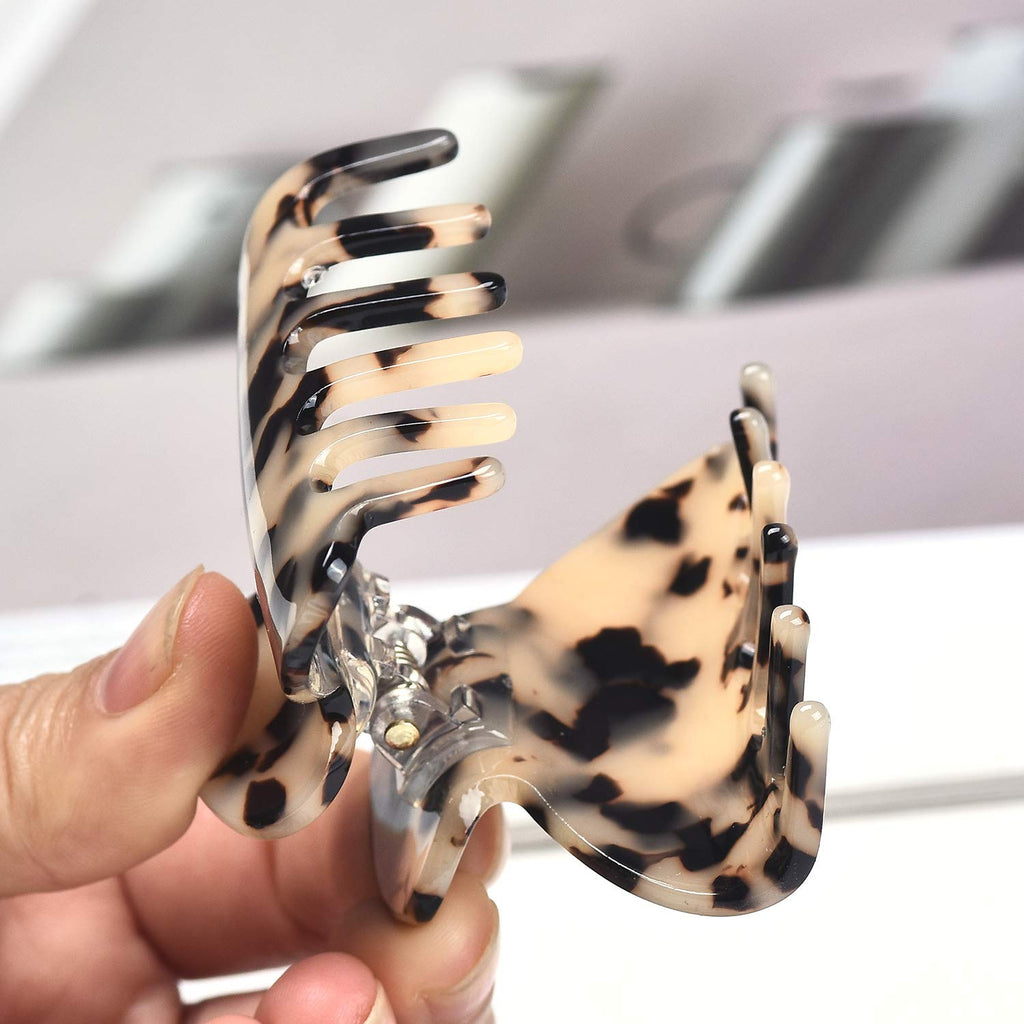 Medium Claw Hair Clips for Women & Girls – 9 Pack Tortoise Shell & Leopard Print Hair Claw Clips | Strong Hold Celluloid Jaw Clips | Stylish Hair Accessories for Thick & Thin Hair