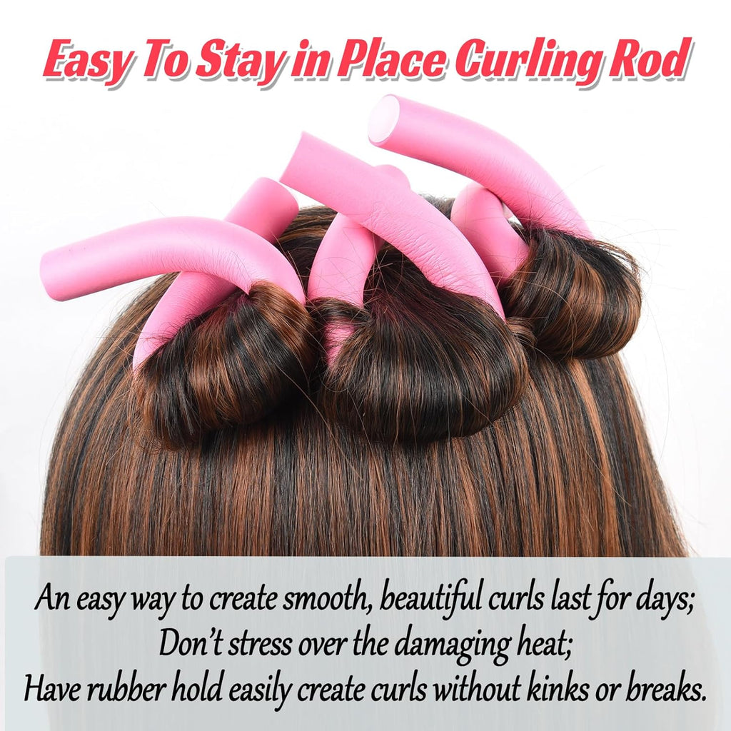 Heatless Flexi Rods Set for Overnight Curls | 10-Pack No-Heat Hair Rollers for Short, Medium & Long Hair