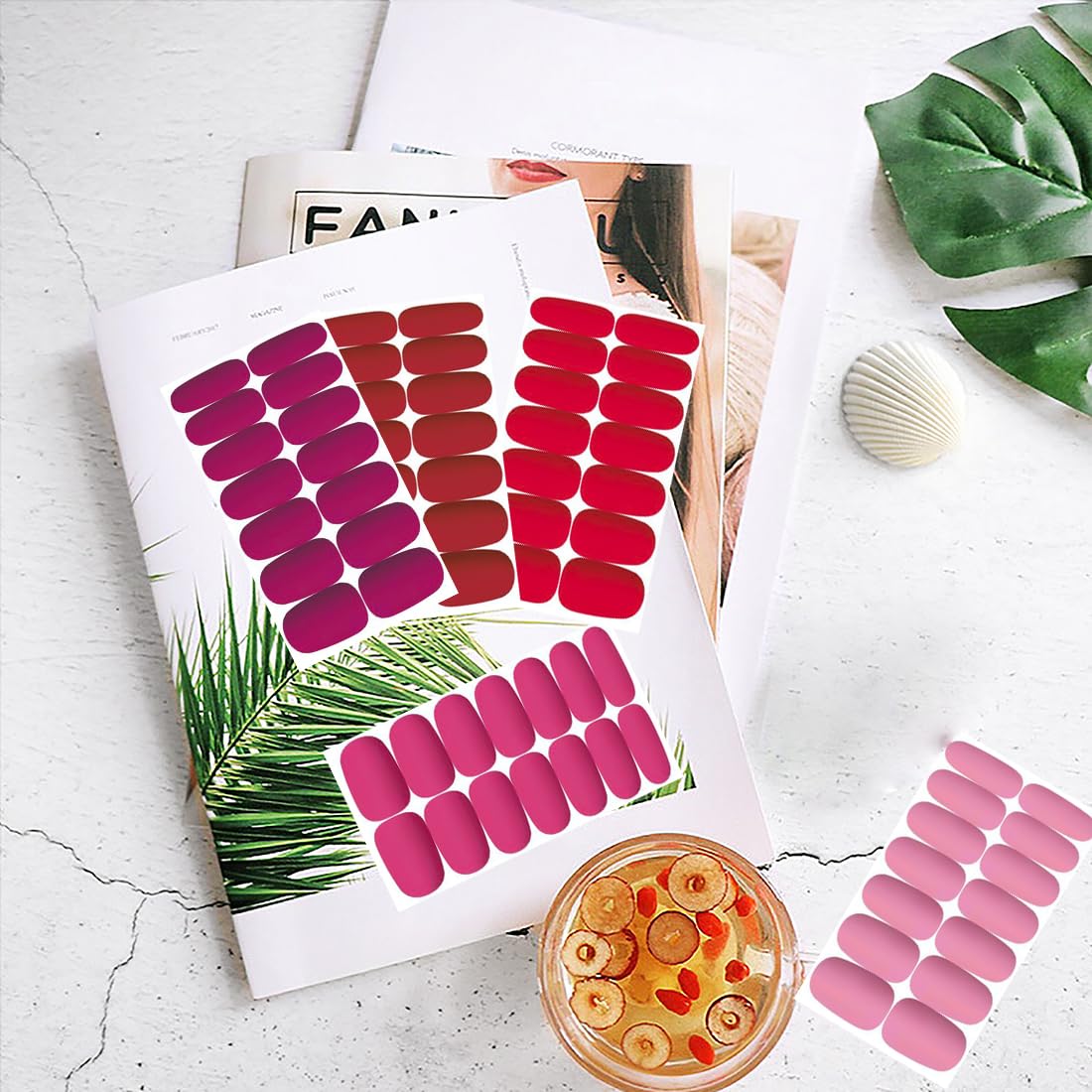 96-Pc Chrome Nail Art Set - 4 Multi-Color Nails in Each - Press-On Glossy Almond Stiletto Tips for DIY Manicures