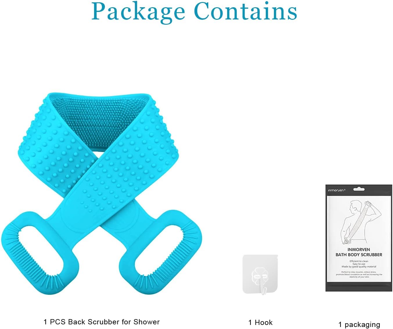 Exfoliating Back Scrubber with Long Handle - Reusable Silicone Body Brush for Shower