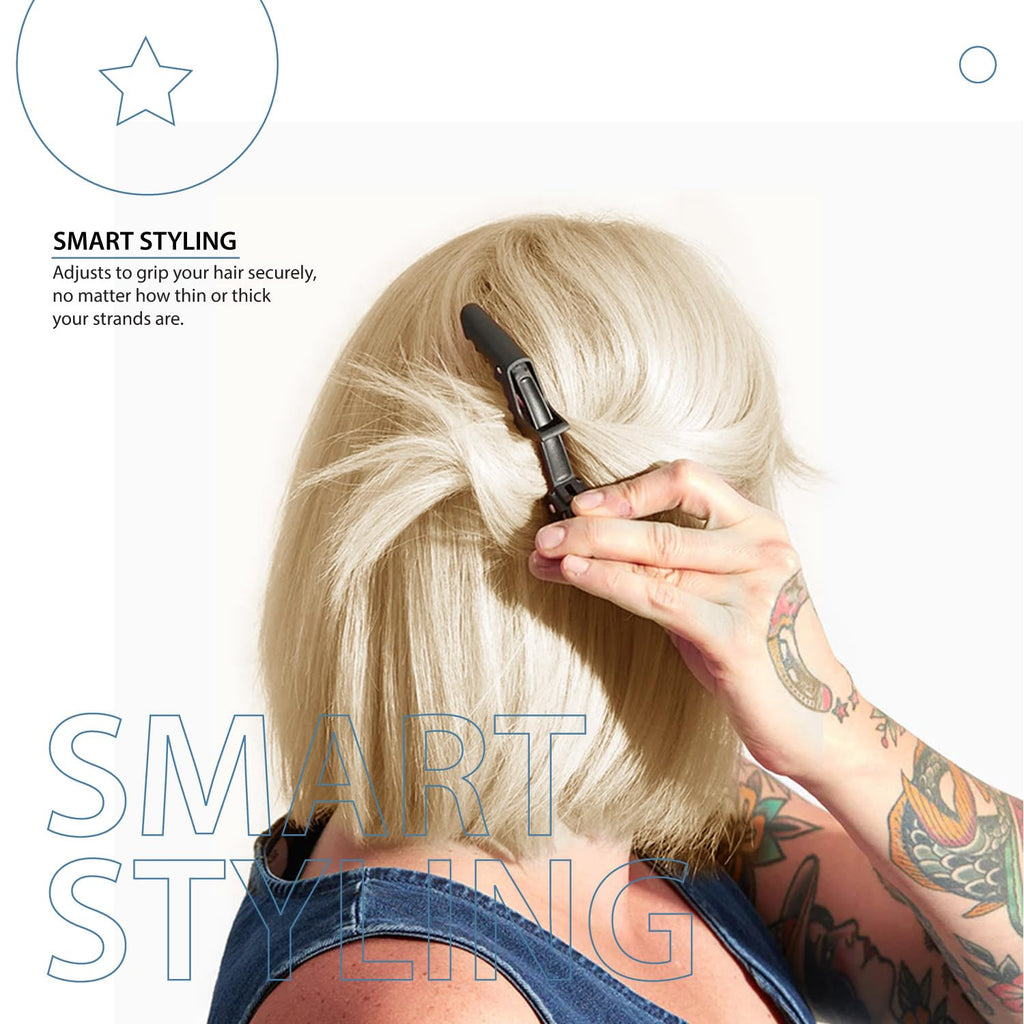 Professional Alligator Hair Clips for Sectioning - 12 Pack Non-Slip Grip for Thick Hair - Styling DIY Accessories for Women & Men (Black)