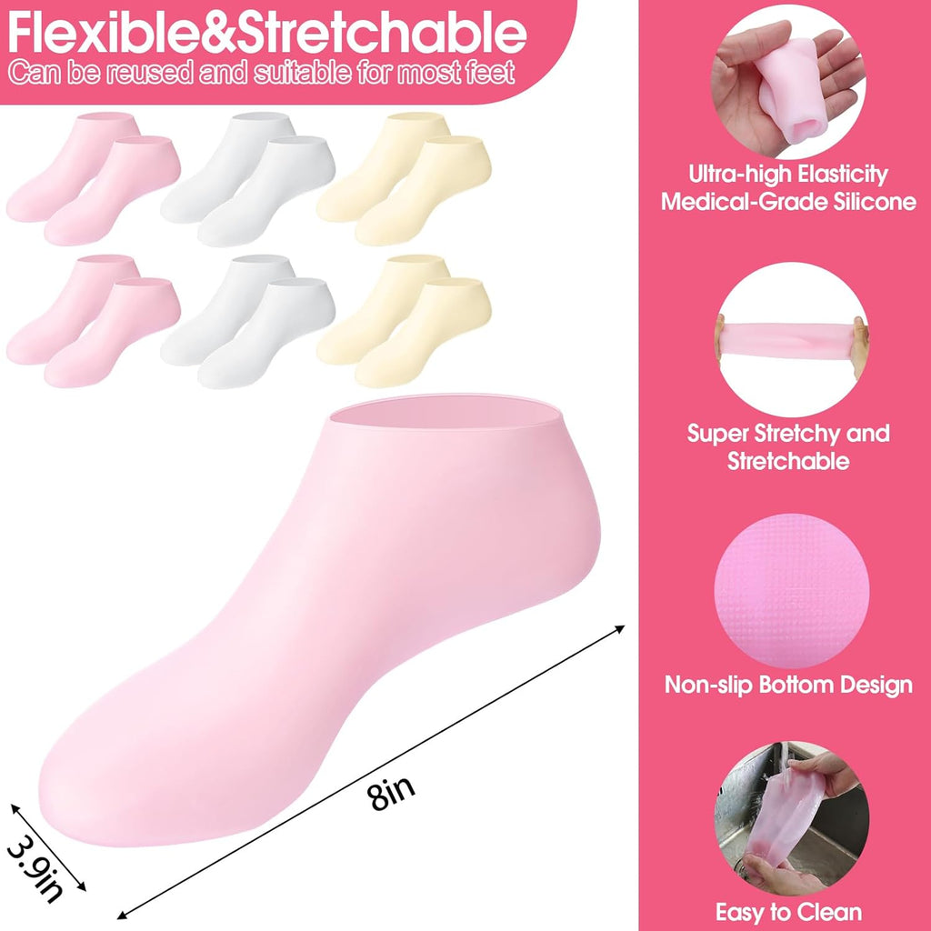 Silicone Moisturizing Gel Socks for Dry Cracked Feet – Hydrating Foot Mask Heel Repair Spa Socks for Soft Smooth Skin (Women Foot Care Treatment)