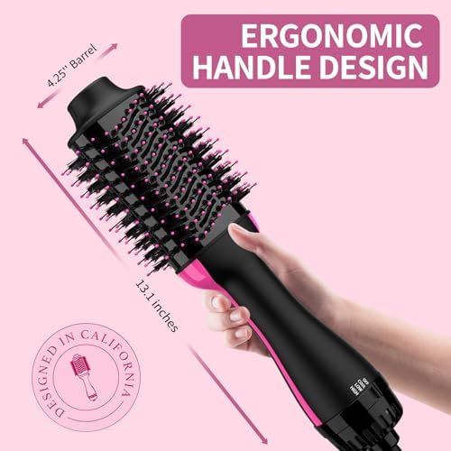 Hair Dryer Brush Blow Dryer in One, Upgraded 4 in 1 Hair Dryer and Styler Volumizer with Negative Ion Anti-frizz Ceramic Titanium Barrel Hot Air Hair Straightener Brush