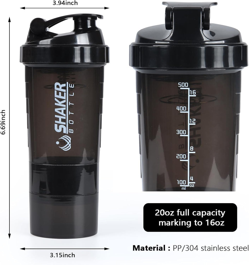 Fitness Spider Shaker Bottle Gym Shaker bottle Smart Shaker Bottles Cyclone Shaker For Pre-Post Workout Supplement Protein Shake Gym Sipper Bottle 500ml For Men & Women (Multi Color) Pack of 1 (Black)