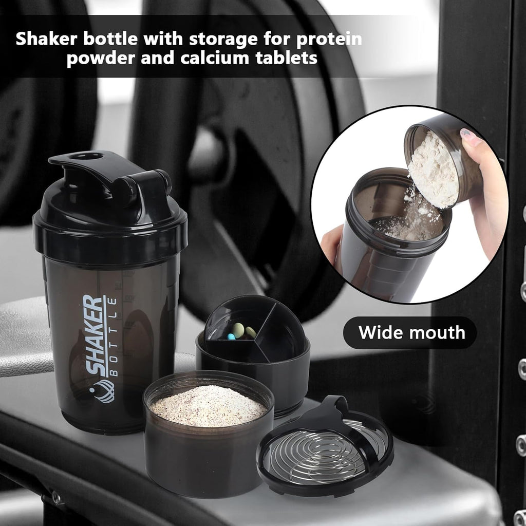 Fitness Spider Shaker Bottle Gym Shaker bottle Smart Shaker Bottles Cyclone Shaker For Pre-Post Workout Supplement Protein Shake Gym Sipper Bottle 500ml For Men & Women (Multi Color) Pack of 1 (Black)