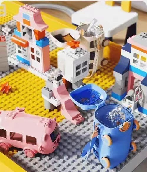 Bus Straw Water Bottle With Strap,17oz Portable Cute Bear Car Water Bottles with Movable Wheels, Leakproof BPA free Bear Drinking Jug for Camping Trips Girls School Sports