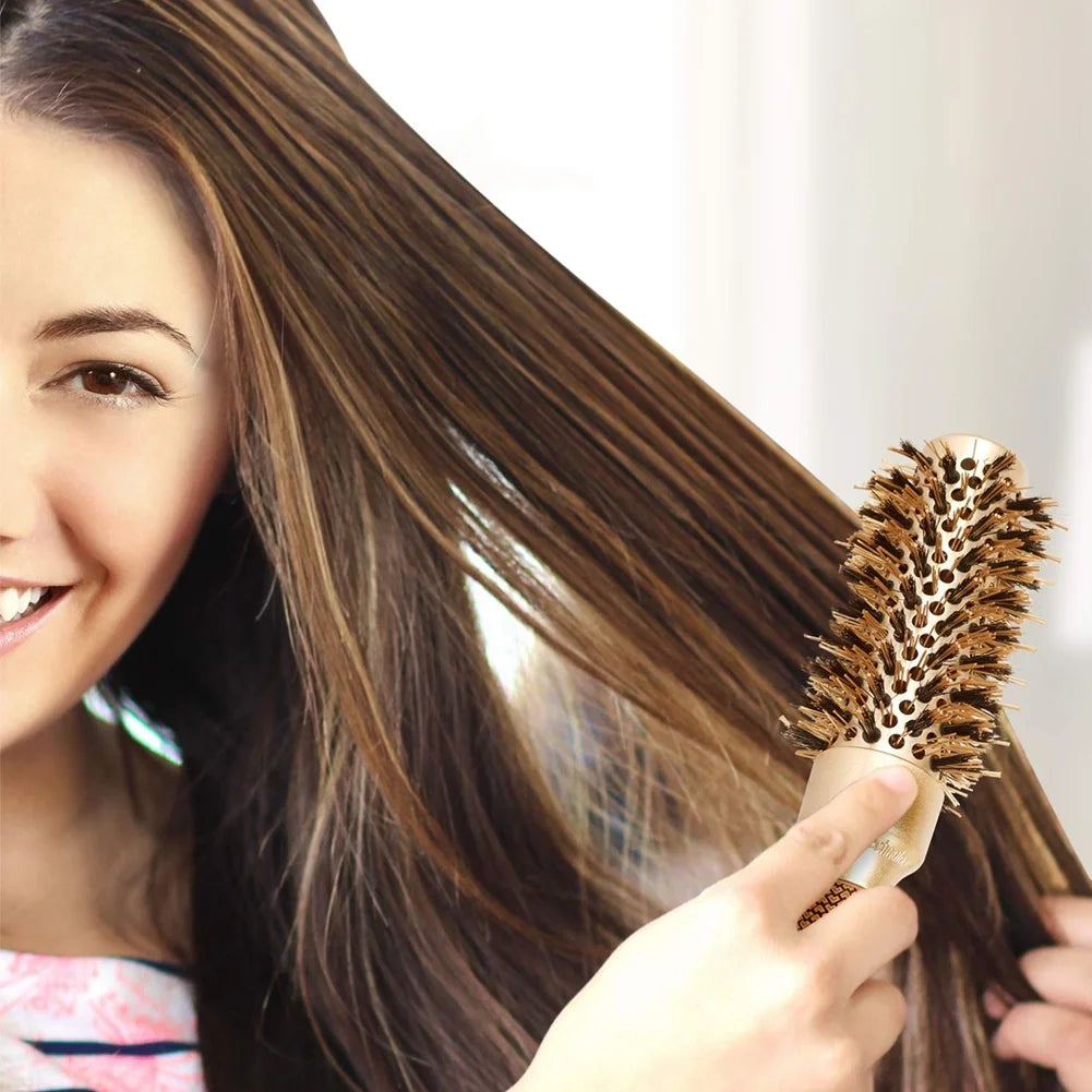 Nano Ionic Blow Dry Brush - Professional Hair Styling Tool for Frizz-Free Shine, Voluminous Blowouts & Effortless Curls