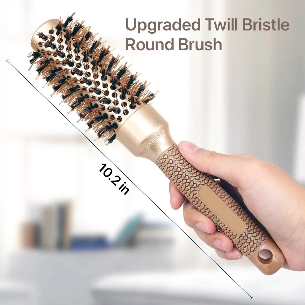 Nano Ionic Blow Dry Brush - Professional Hair Styling Tool for Frizz-Free Shine, Voluminous Blowouts & Effortless Curls
