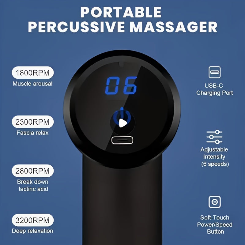 6-in-1 Percussion Massage Gun – Deep Muscle Relief