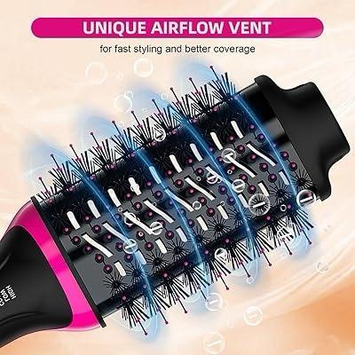 Hair Dryer Brush Blow Dryer in One, Upgraded 4 in 1 Hair Dryer and Styler Volumizer with Negative Ion Anti-frizz Ceramic Titanium Barrel Hot Air Hair Straightener Brush