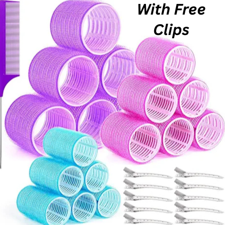 12Pcs VELCRO Self-Grip Hair Rollers for Heatless Curls