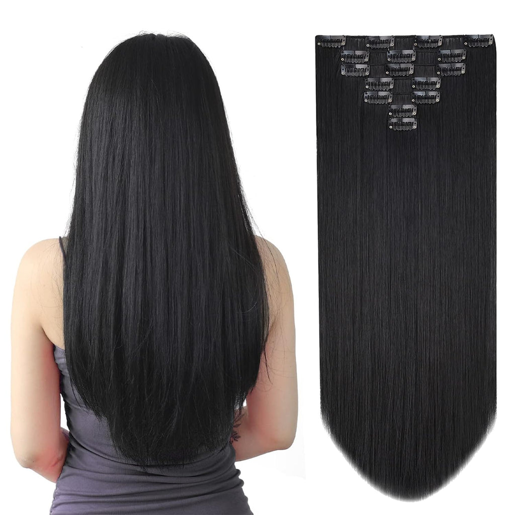 Natural Look Synthetic Hair Extensions for Girls & Teens | Soft & Tangle-Free Black Hair