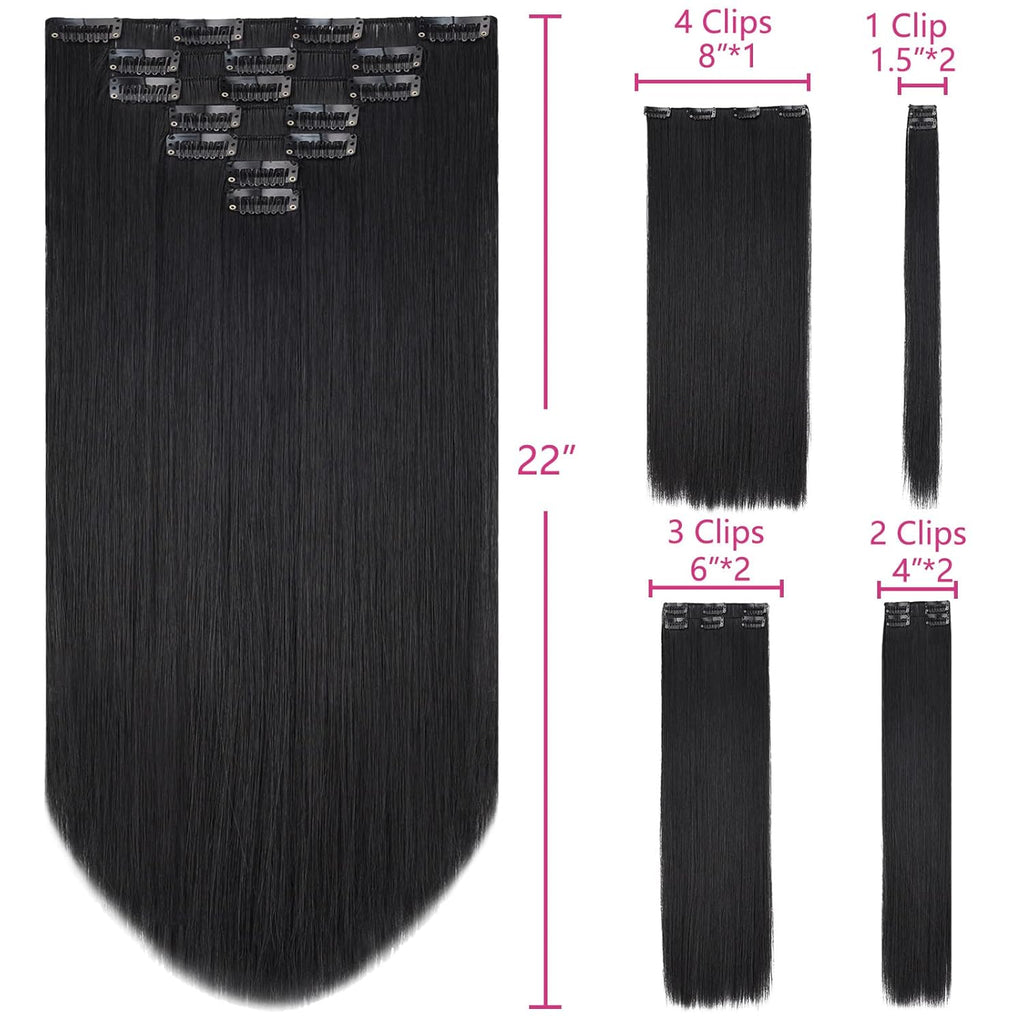 Natural Look Synthetic Hair Extensions for Girls & Teens | Soft & Tangle-Free Black Hair