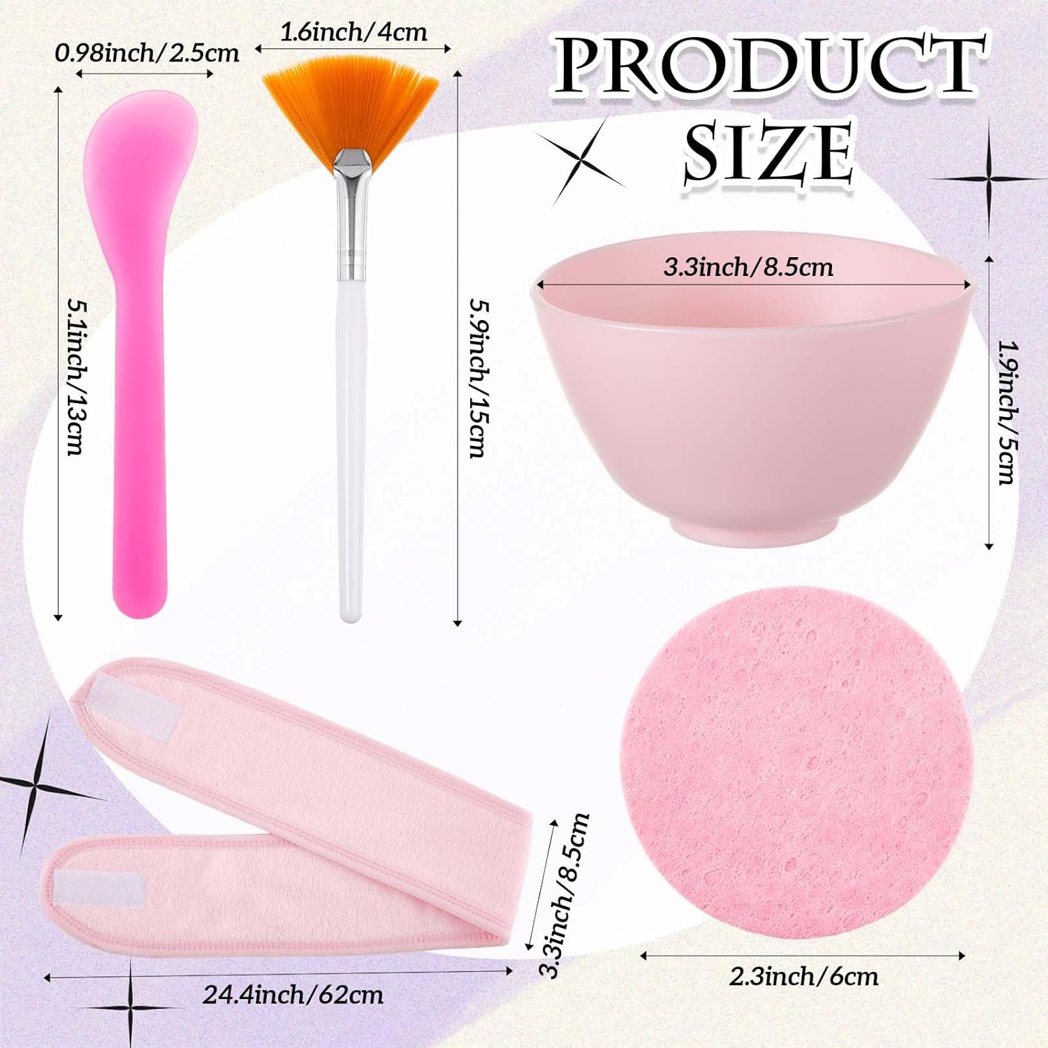 The Complete Facial Tool Kit: 4x Cleansing Sponge Puffs, Hair Patti, Mixing Bowl & Brush | Makeup Remover & Exfoliating Set