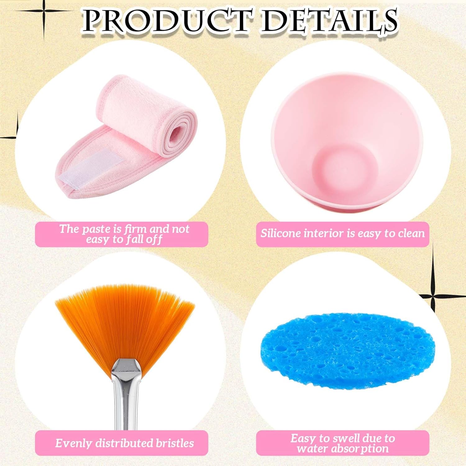 The Complete Facial Tool Kit: 4x Cleansing Sponge Puffs, Hair Patti, Mixing Bowl & Brush | Makeup Remover & Exfoliating Set