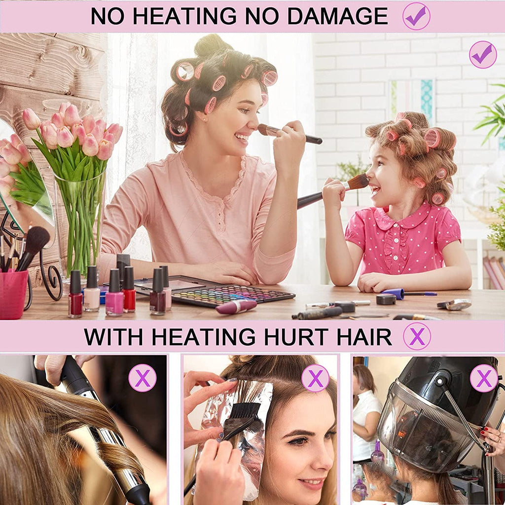 12Pcs VELCRO Self-Grip Hair Rollers for Heatless Curls