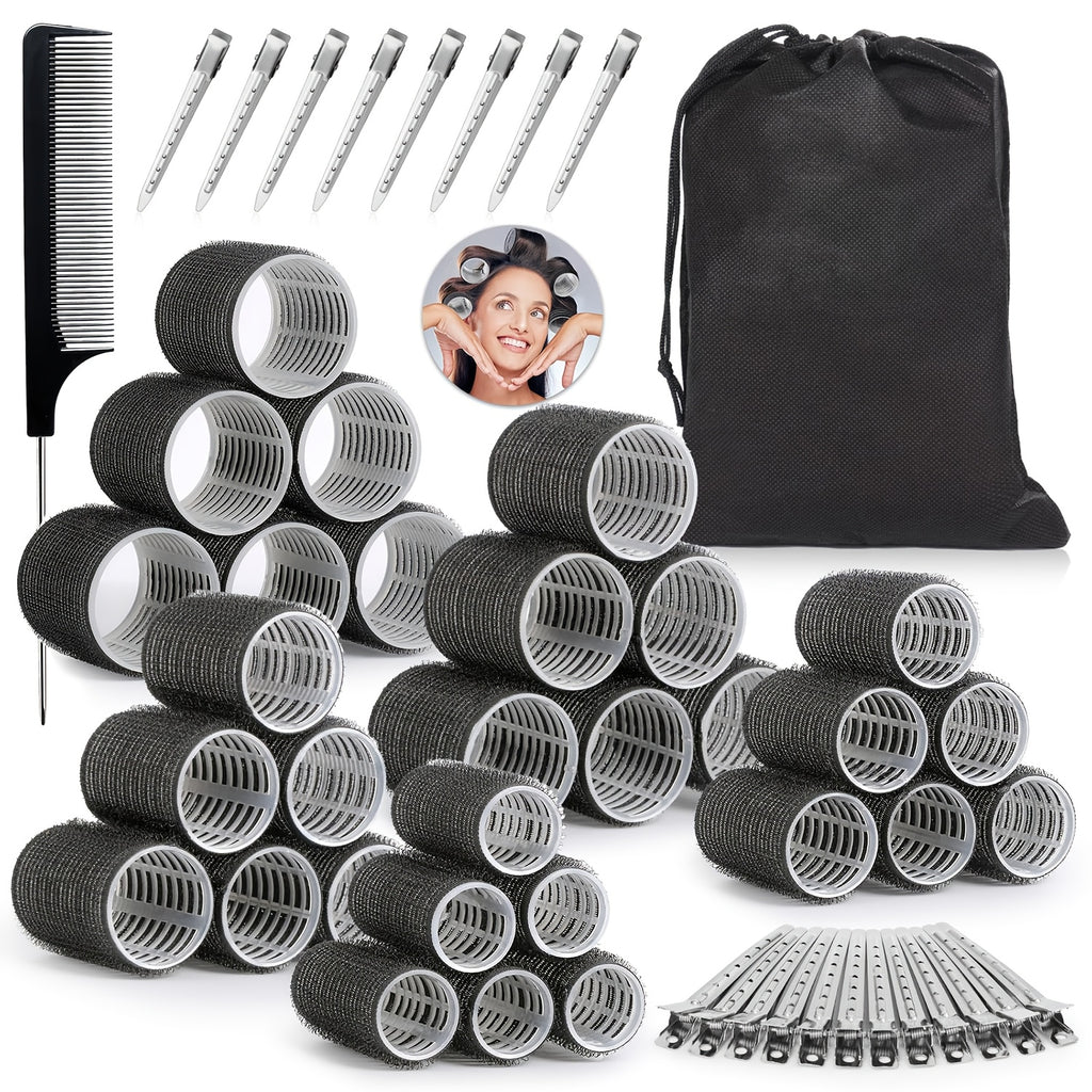12Pcs VELCRO Self-Grip Hair Rollers for Heatless Curls.