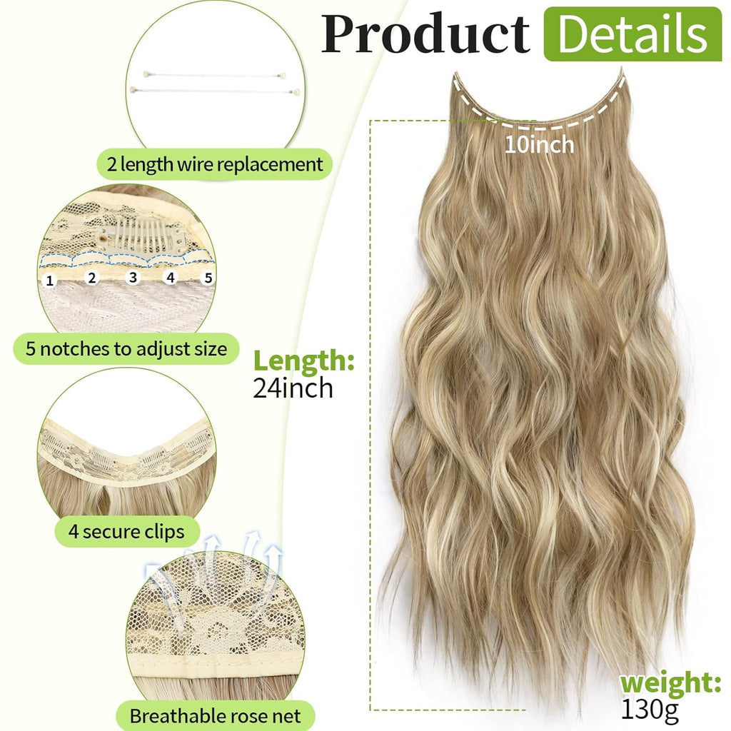 KooKaStyle Invisible Wire Hair Extensions | Adjustable, Undetectable Weft for Volume & Length