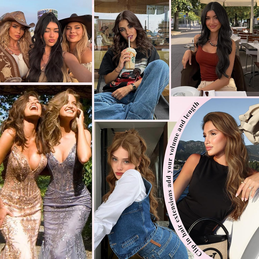 Elevate Your Style with Luxurious, Long Wavy Hair Extensions.