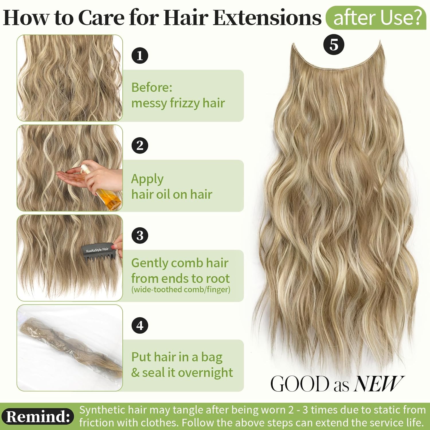 KooKaStyle Invisible Wire Hair Extensions | Adjustable, Undetectable Weft for Volume & Length