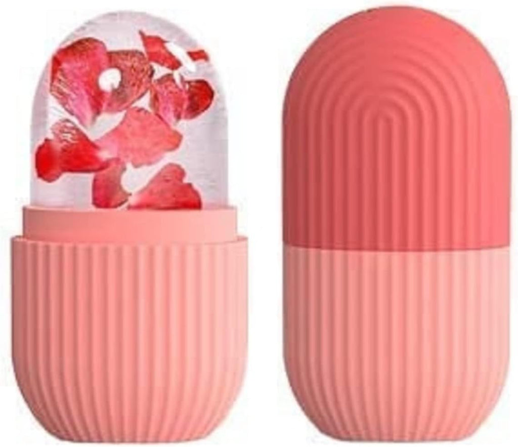 Ice Facial Roller - Light Blue Striped | Silicone Face & Eye Massager to Reduce Puffiness, Shrink Pores & Boost Elasticity | Reusable Cryo Skin Care Tool