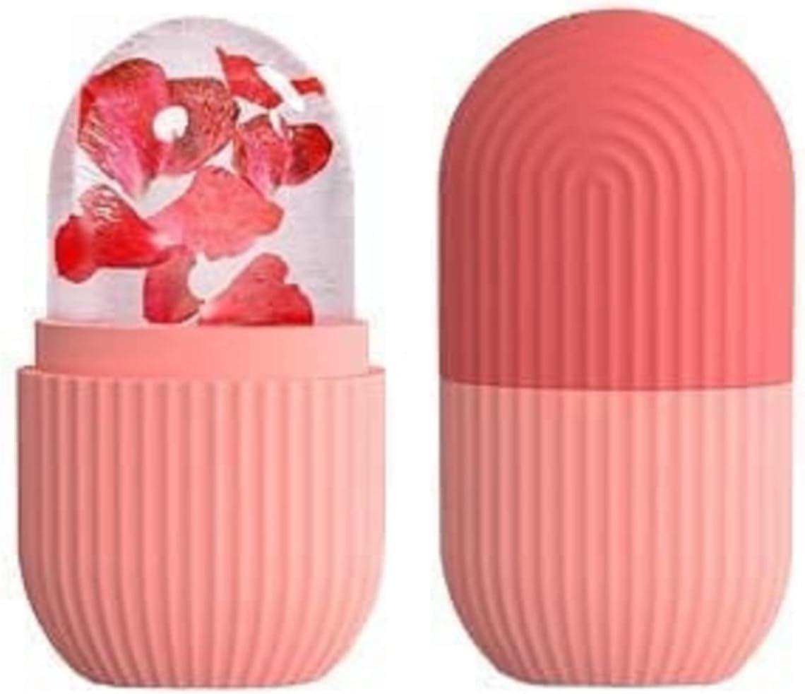 Ice Facial Roller - Light Blue Striped | Silicone Face & Eye Massager to Reduce Puffiness, Shrink Pores & Boost Elasticity | Reusable Cryo Skin Care Tool