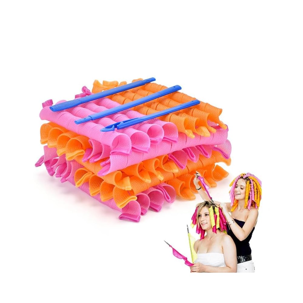 Heatless Waves Hair Curler Set - No Heat Damage Curling Ribbon with 2 Sizes of Styling Hooks for Defined, Beachy Waves