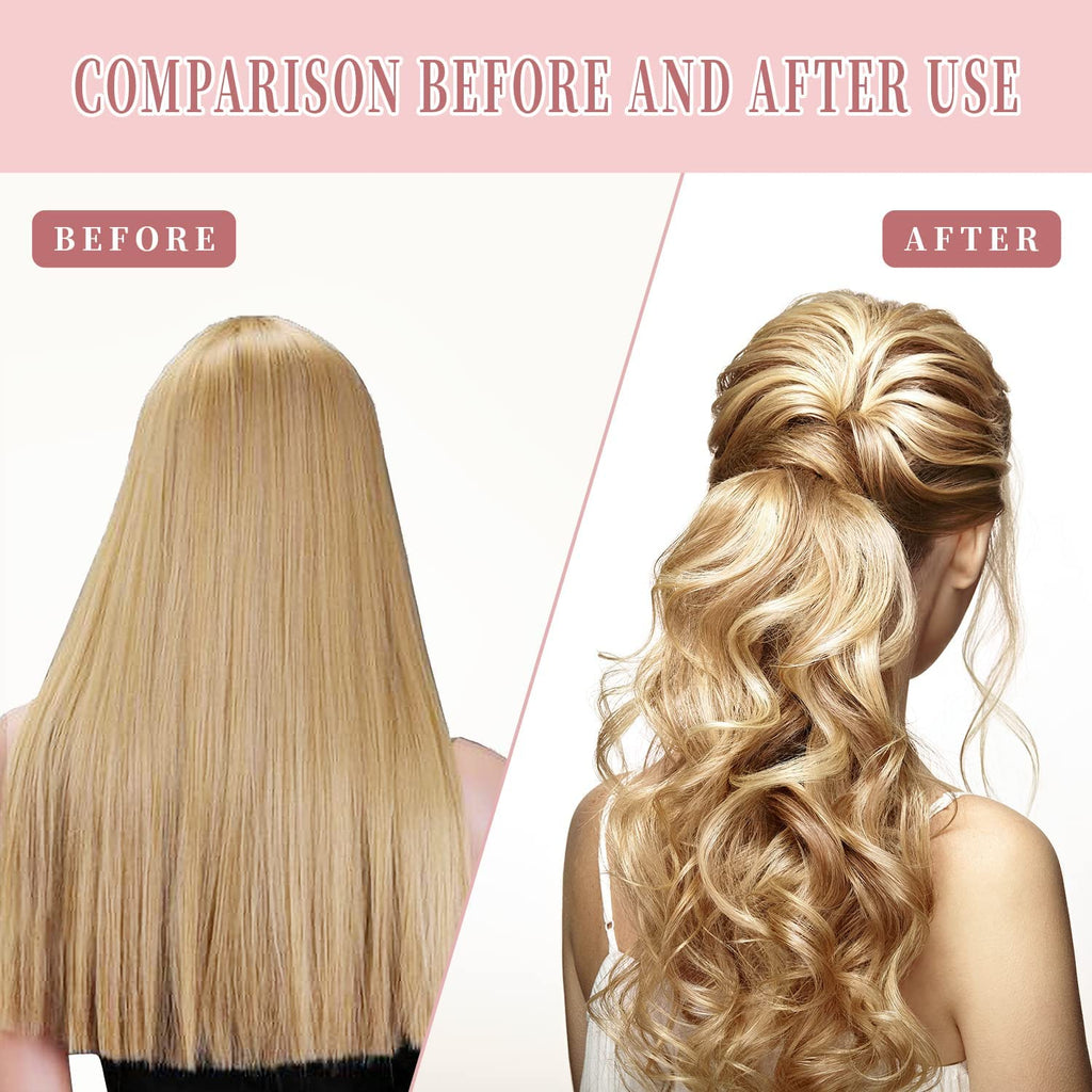 Heatless Waves Hair Curler Set - No Heat Damage Curling Ribbon with 2 Sizes of Styling Hooks for Defined, Beachy Waves