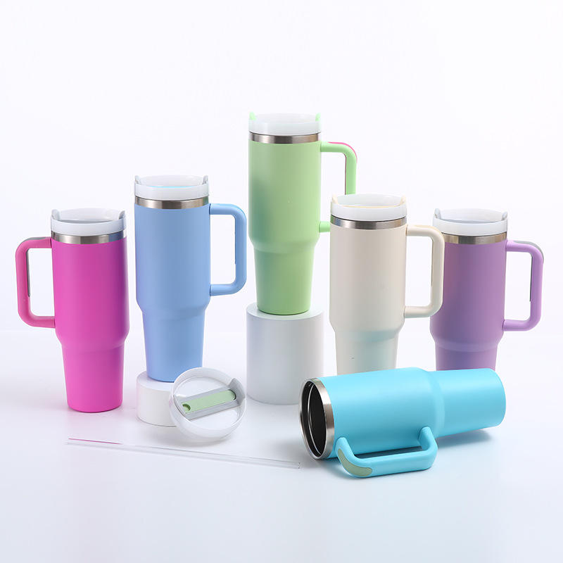Tumbler With Handle 40 oz and Straw Lid,304 Stainless Steel Water Bottle, Travel Mug Insulated Tumblers Iced for Tea Coffee Gift, large capacity car cup with straw