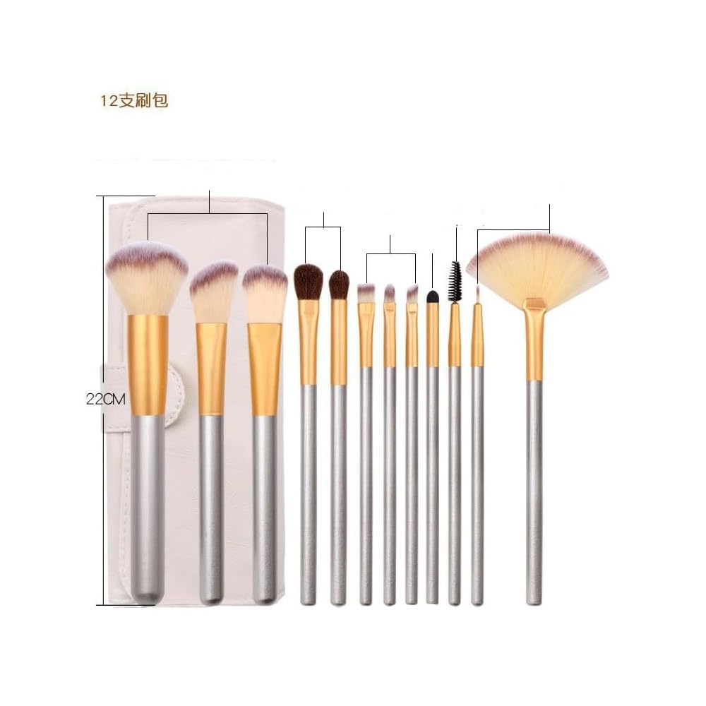 Premium 12-Piece Makeup Brush Set with 2 Beauty Blenders | Pro Vegan Brush Kit for Flawless Foundation, Contour & Eyeshadow