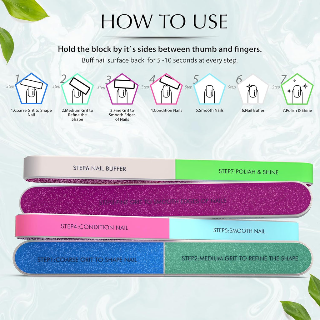 The Ultimate 7-in-1 Nail Buffer Block | All-in-One Smoother, Polisher & Shiner for Natural Nails