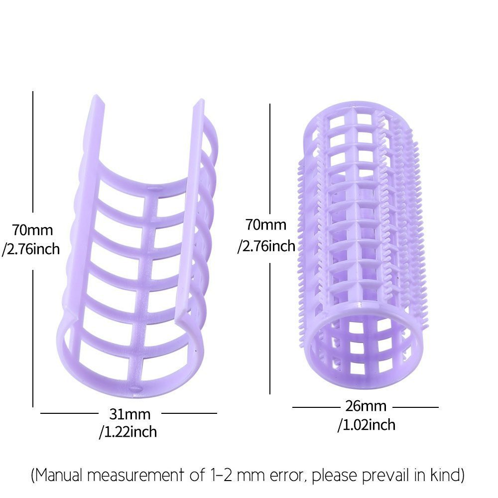 Pro Salon Plastic Hair Rollers Set - DIY Home Hair Styling Tools for Voluminous Curls & Waves | Heatless Curling Rods with Clips for Women