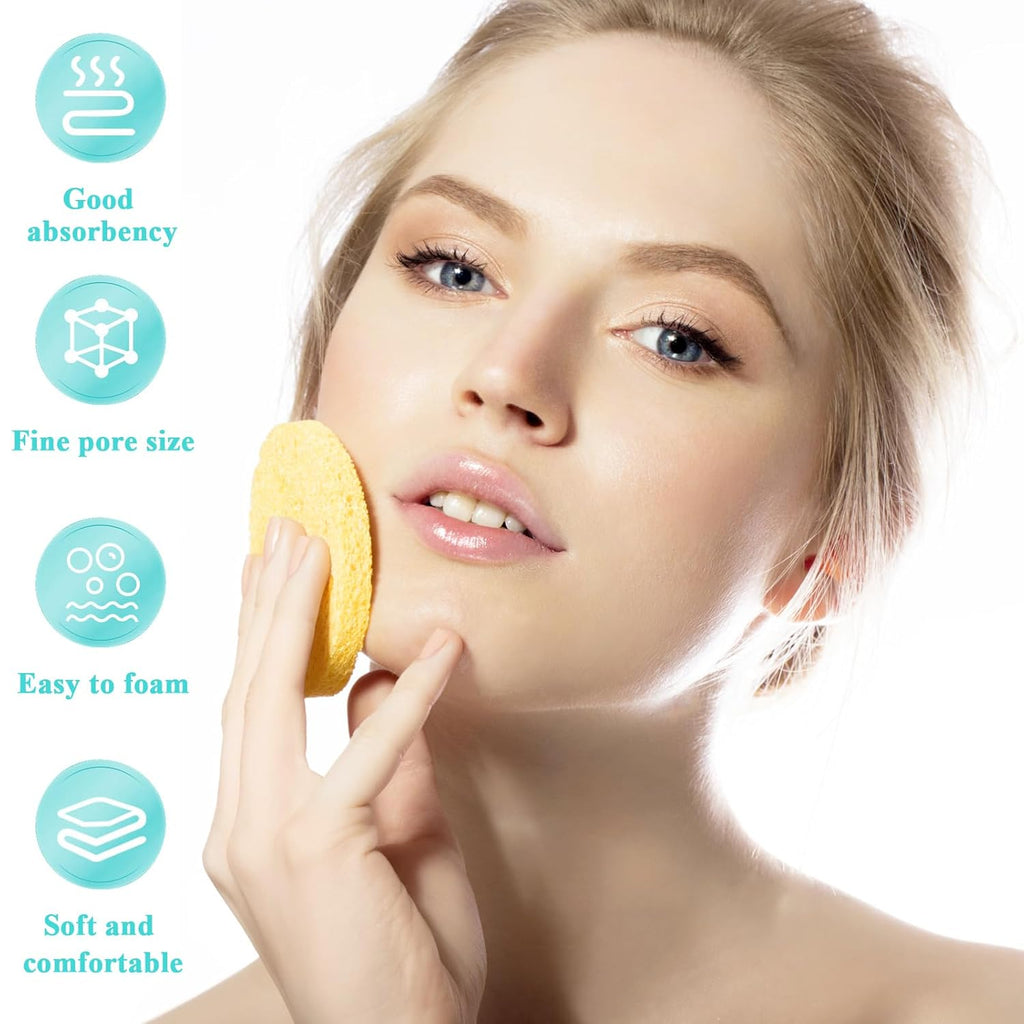 Compressed Facial Sponges (12-Pack) | Expandable Cleansing & Exfoliating Puffs | Travel-Friendly Skincare