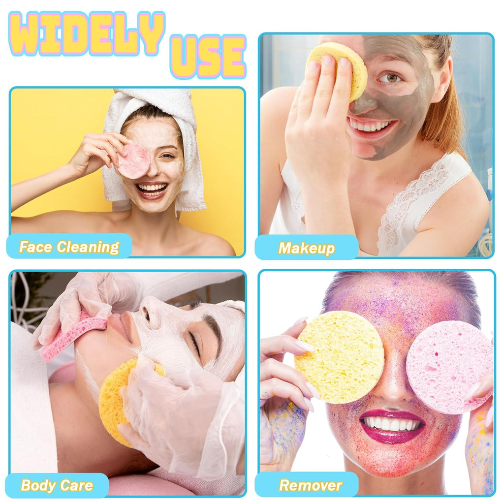 Compressed Facial Sponges (12-Pack) | Expandable Cleansing & Exfoliating Puffs | Travel-Friendly Skincare